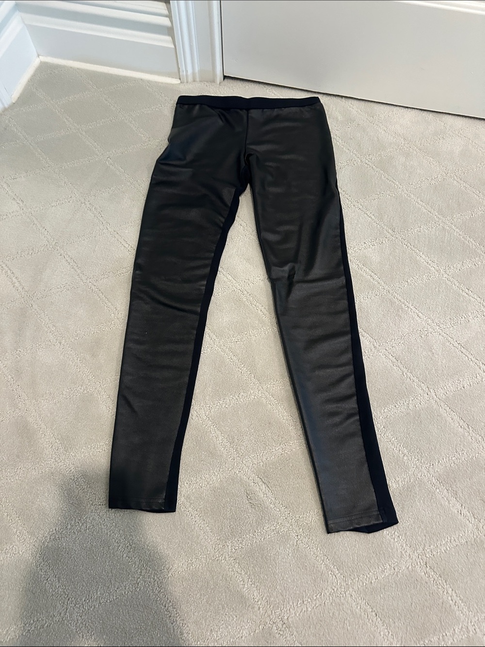 bp Black Faux-Leather Kids Leggings